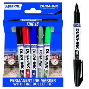 MARKAL Dura-Ink 15 1blk 1rd 1bl 1gr 1slv RETAIL PA