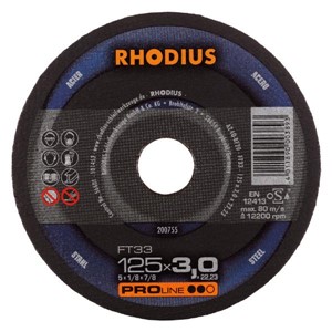 RHODIUS FT33 125x3x22.23mm Metal Cut Flat Disc