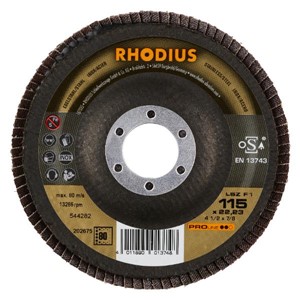 RHODIUS LSZ-F1 115x22.23mm Grit 80 Flap Disc