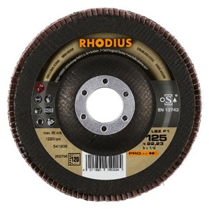 RHODIUS LSZ-F1 125x22.23mm Grit 120 Flap Disc