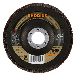 RHODIUS LSZ-F1 125x22.23mm Grit 80 Flap Disc