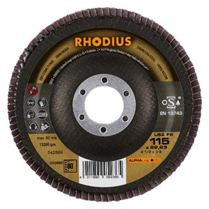 RHODIUS LSZ-F2 115-22.23mm Grit 80 Flap Disc
