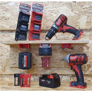 S'MOUNTS Red Battery Mount Milwaukee M18 (6 Pack)